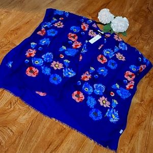 Woven Heart blue multi floral light wrap. One size